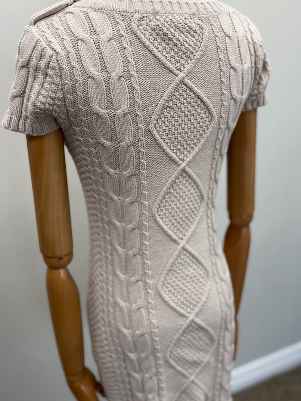 Pink Rose Premium Cable Knit Sweater Dress Women’s Medium Beige Cotton Blend - Picture 6 of 13